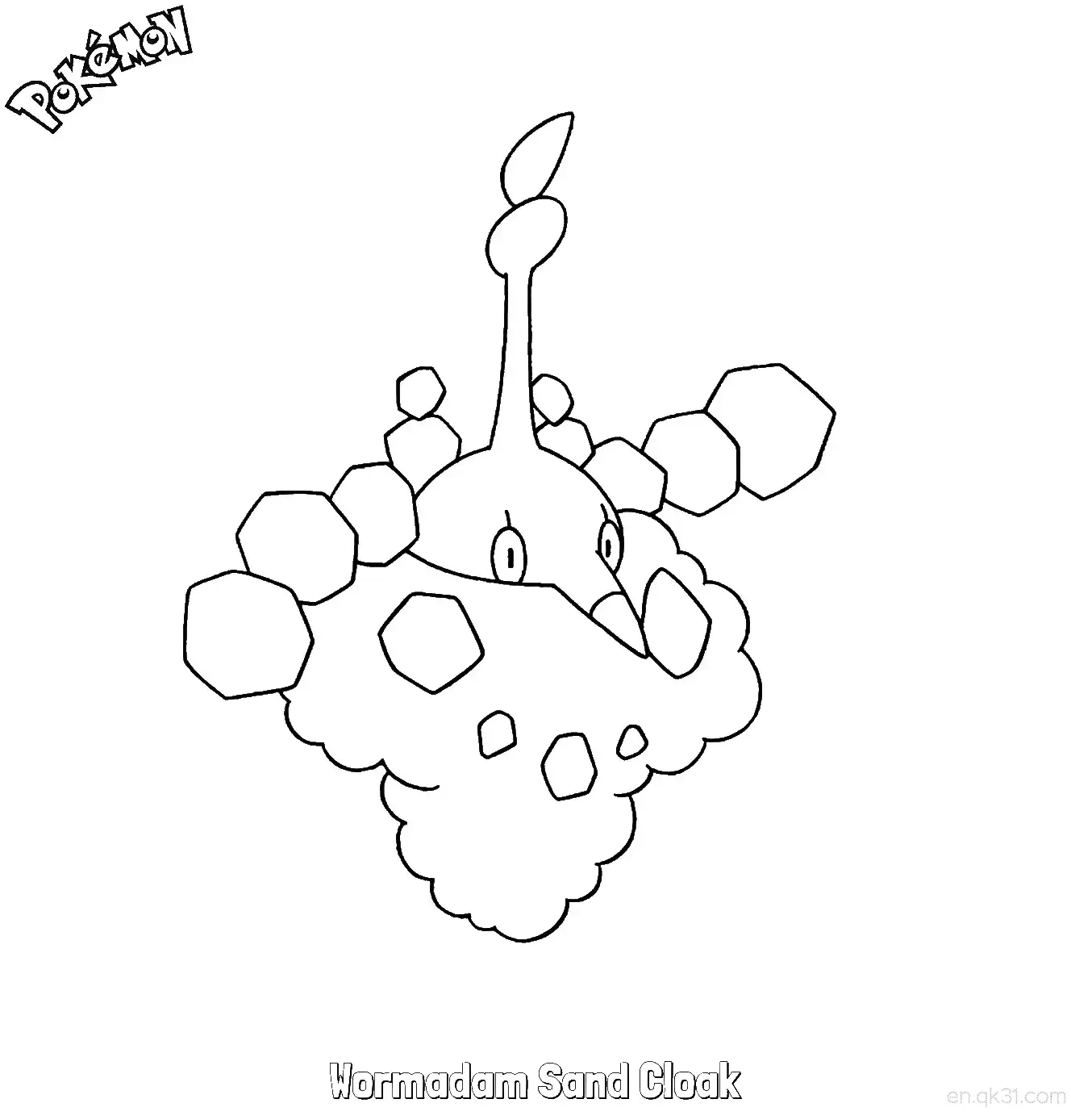 结草贵妇 砂土蓑衣简笔画 - 免费可打印宝可梦简笔画简笔画涂色画 – 为儿童和成人提供的免费可打印简笔画涂色画